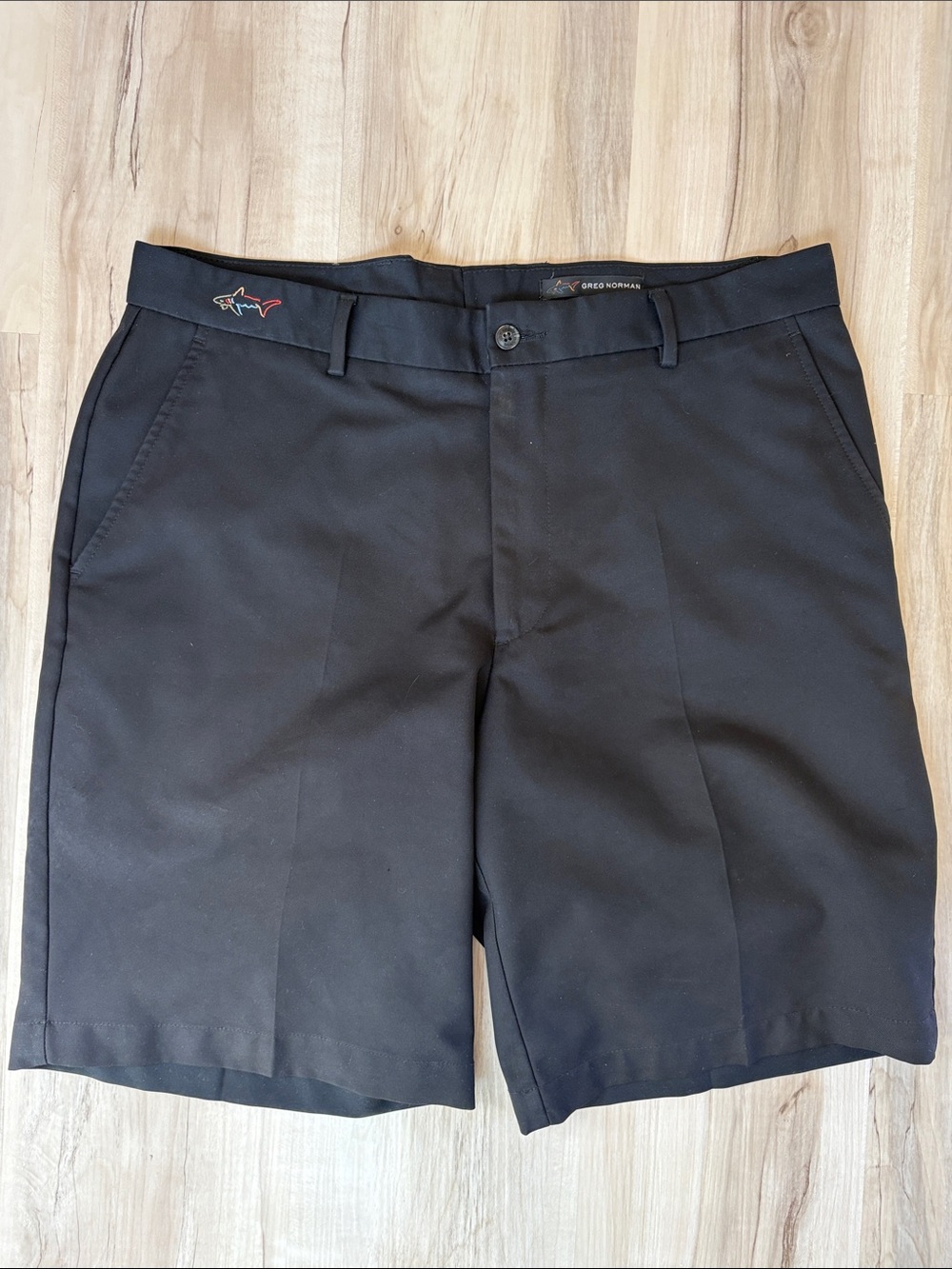 Greg Norman Collection Black Flat Front Golf Shorts
